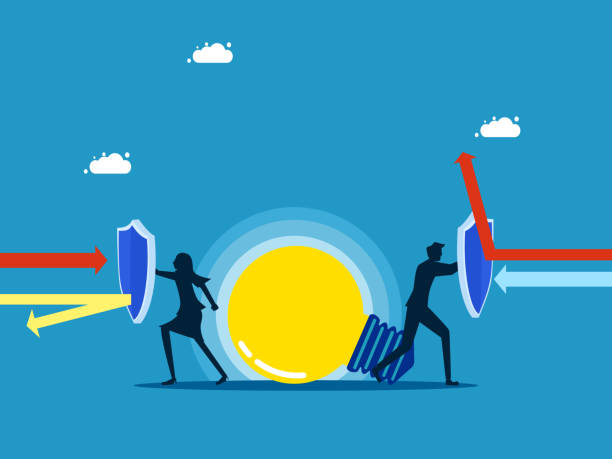 Protect knowledge. business team holding light bulb shield Protect knowledge. business team holding light bulb shield vector Data Protection and Privacy Policies school stock illustrations