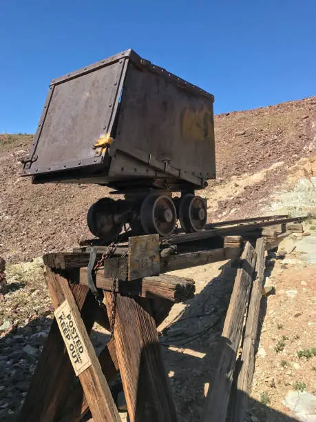 Photo of An old antique mining cart.