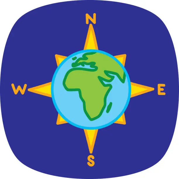 Vector illustration of Globe Compass Doodle 1