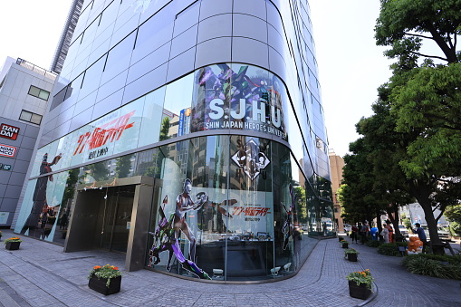 Tokyo, Japan - 3 May 2023: Bandai office in Asakusa, Tokyo. Bandai company is one of big is a Japanese multinational toy manufacturer and distributor