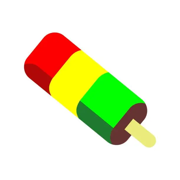 Vector illustration of ice cream with three flavors of red yellow green