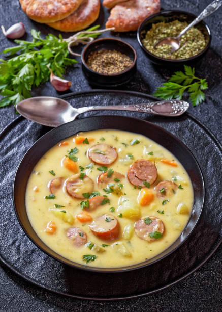 istock German potato soup with sausages in bowl 1497571162