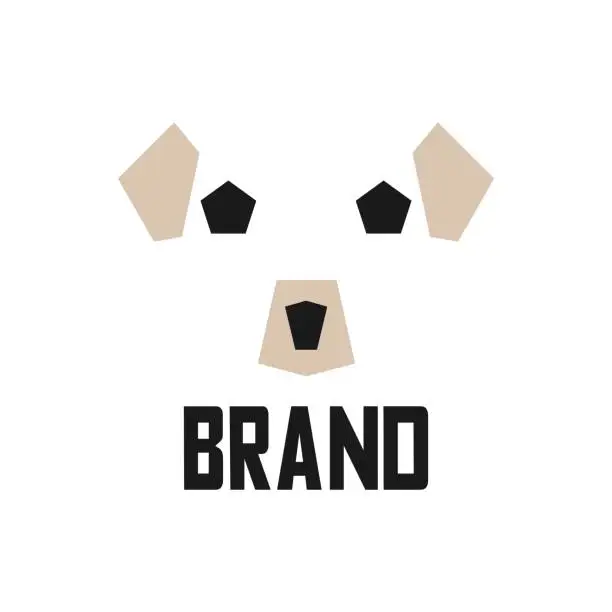 Vector illustration of cute puppy head logo in light brown color