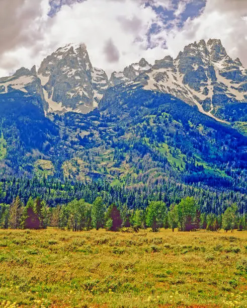 Grand Teton with clouds, Wyoming