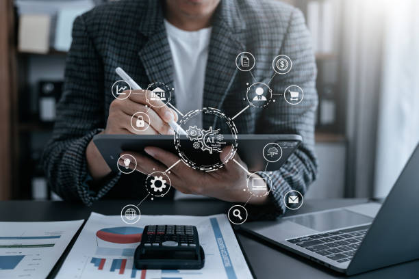 istock Digital transformation technology strategy, Businessman using laptop, tablet and smartphone with of things. transformation of ideas and the adoption. 1497583521