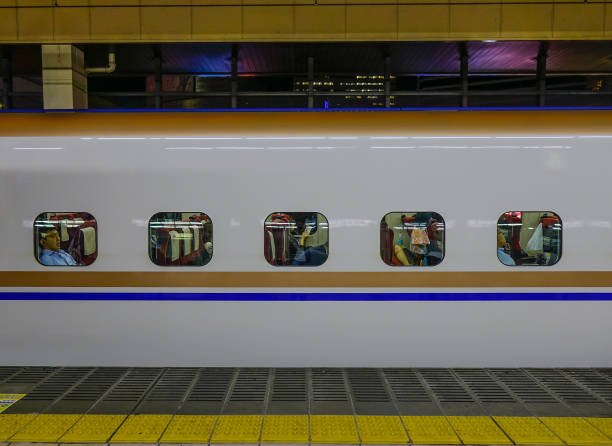 Tokyo, Japan - Oct 3, 2017. A Shinkansen train stopping at Tokyo Station. Japan has one of the most developed railway networks in the world.