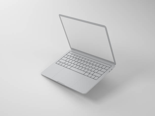 istock Modern slim laptop in gray on a light background 1497584476