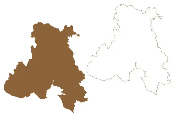 Vector illustration of Urfahr-Umgebung district (Republic of Austria or Österreich, Upper Austria or Oberösterreich state) map vector illustration, scribble sketch Bezirk Urfahr Umgebung map