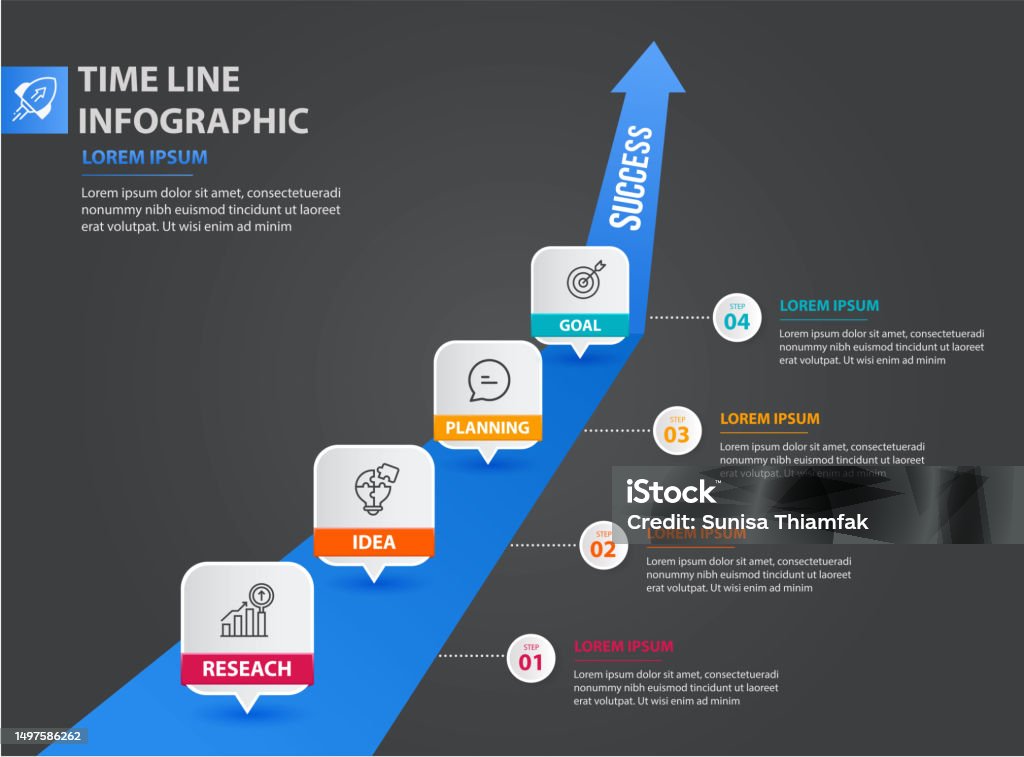 Graph Process Chart Infographics With 4 Step Segments Isometric ...