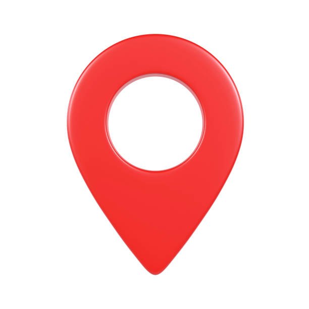 A 3D illustration of a pin indicating a location on a map.