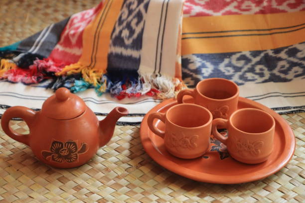 istock Handicraft in the form of a teapot set 1497586491