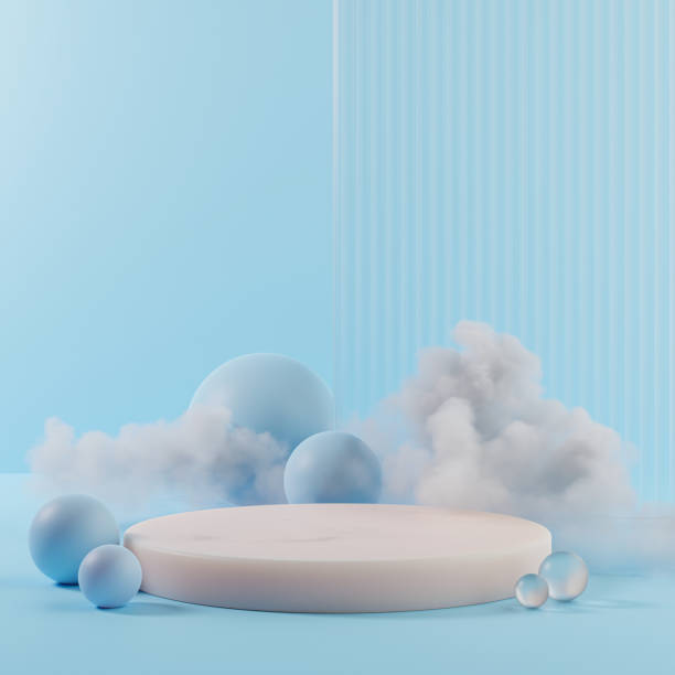 istock Podium scene or 3D round pillar stand scene and winner pedestal in studio on minimal background 1497588224