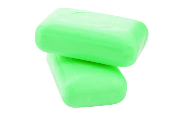 istock Two green toilet soap isolated on a white background. 1497588322