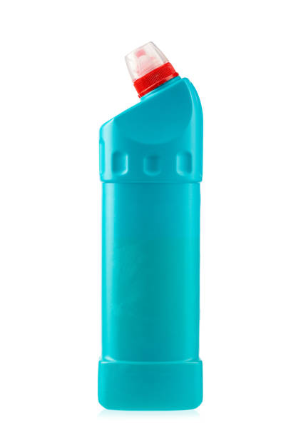 blue plastic bottle for detergent. isolated on white background. - liquid soap blue plastic textile imagens e fotografias de stock