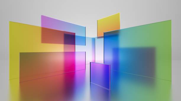 istock 3d render, abstract geometric background, colorful translucent glass pieces, simple flat square shapes 1497591348