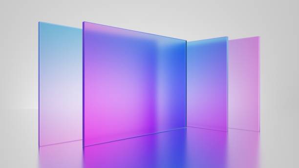istock 3d rendering, abstract geometric background, translucent glass with colorful gradient, simple square shapes 1497591358