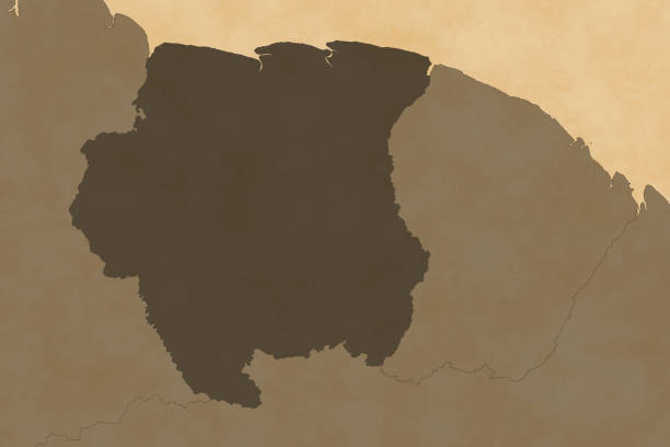 istock South America map series with Suriname, old paper, with borders 1497591762