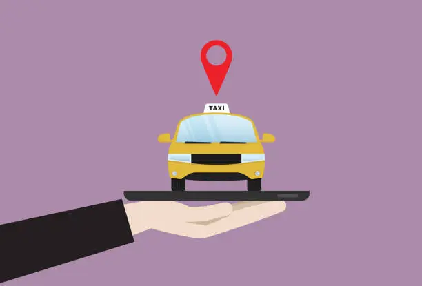 Vector illustration of Modern Flat Illustrations for Taxi Services and Mobile Apps, Technology and Connectivity