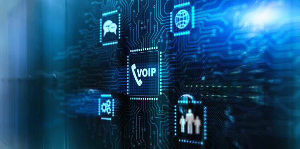 istock Voip IP Telephony cloud pbx concept. Voip services and networking background 1497592723