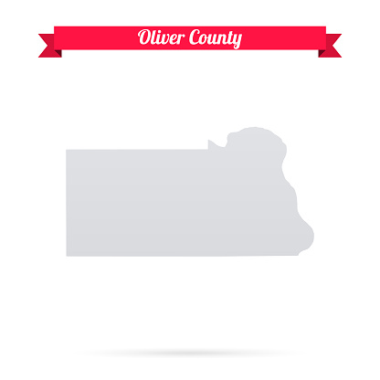 Map of Oliver County - North Dakota, isolated on a blank background and with his name on a red ribbon. Vector Illustration (EPS file, well layered and grouped). Easy to edit, manipulate, resize or colorize. Vector and Jpeg file of different sizes.