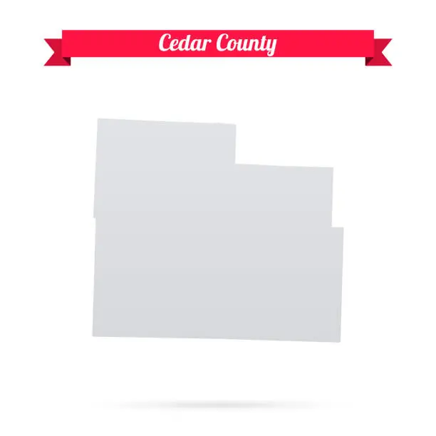 Vector illustration of Cedar County, Missouri. Map on white background with red banner