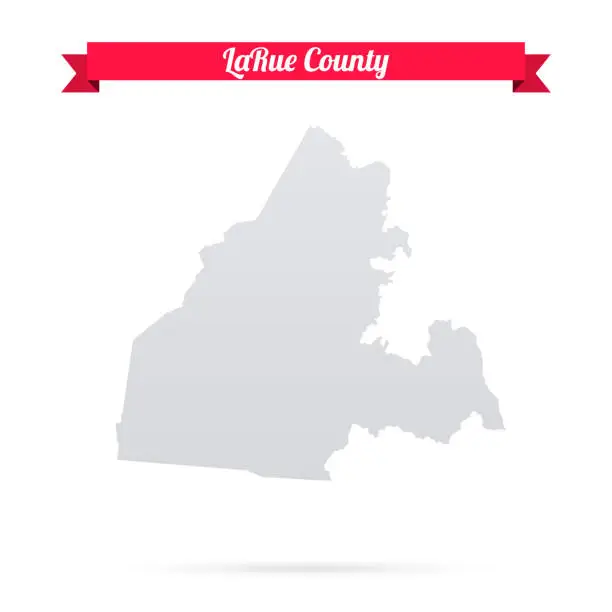 Vector illustration of LaRue County, Kentucky. Map on white background with red banner