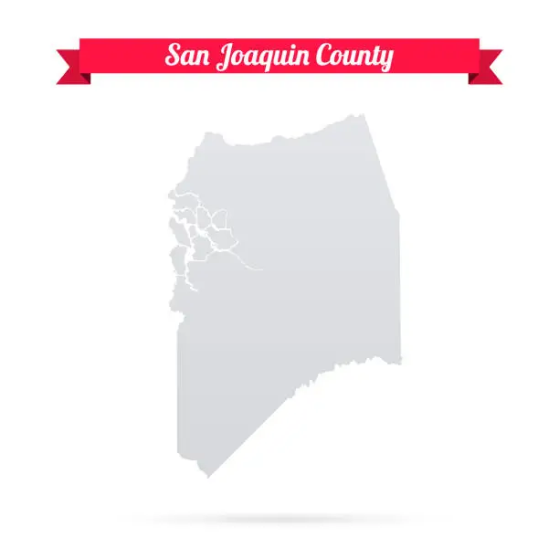 Vector illustration of San Joaquin County, California. Map on white background with red banner
