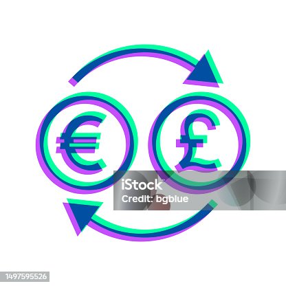 istock Currency exchange - Euro Pound. Icon with two color overlay on white background 1497595526