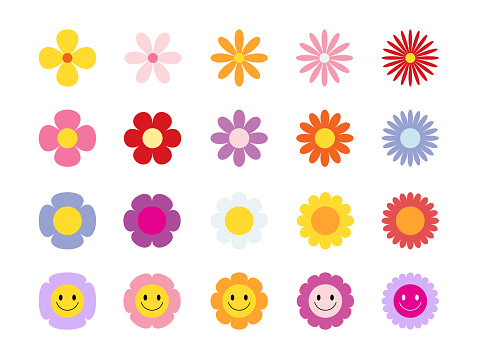 Flower icon set. Carefully layered and grouped for easy editing.
