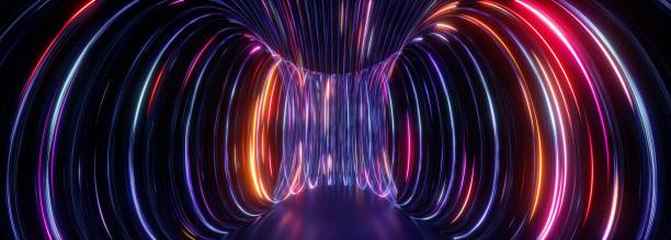 istock 3d rendering, abstract cosmic background, ultraviolet neon rays, glowing lines, cyber network, speed of light, space and time strings, bright twist 1497596025