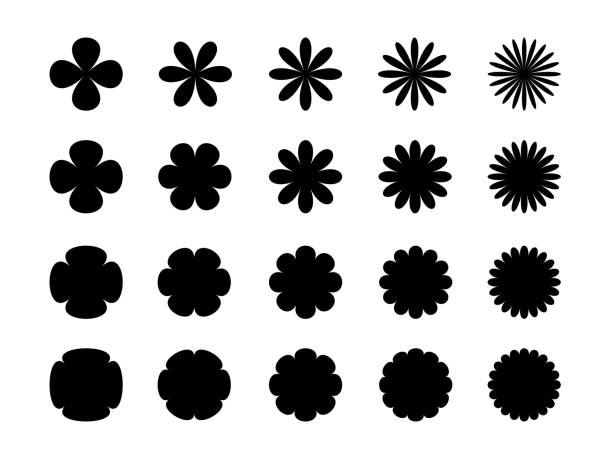 blumensymbol-set - daisy sunflower stock-grafiken, -clipart, -cartoons und -symbole