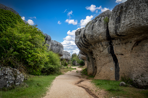 Capricious formations of calcareous rock and limestone in the Enchanted City of Cuenca, Spain