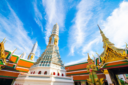 Temple of the Emerald Buddha Wat Phra Kaew Grand palace  at Bangkok, Thailand