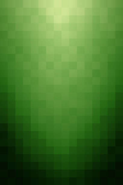 Dark Green To Light Green Gradient Mosaic Background Abstract background with vertical pixel square shapes. Dark green mosaic pattern gradating to light green. Design texture elements for banners, covers, posters, backdrops, walls. Vector illustration. green wall stock illustrations