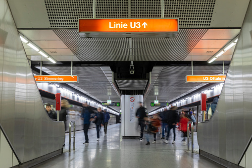 Barcelona, Spain - February 19, 2022: Metro Barcelona underground station Provenca public transport in Barcelona, Spain.