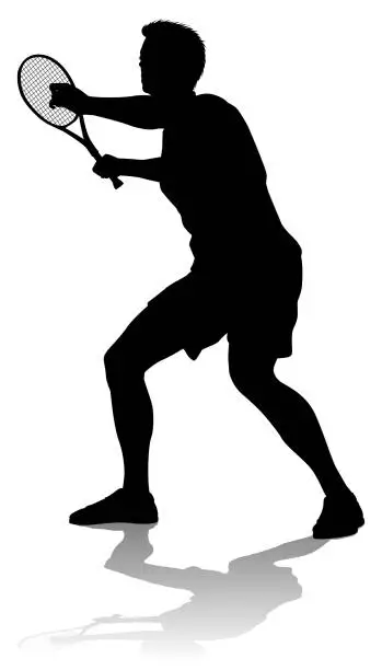 Vector illustration of Tennis Silhouette Sport Player Man