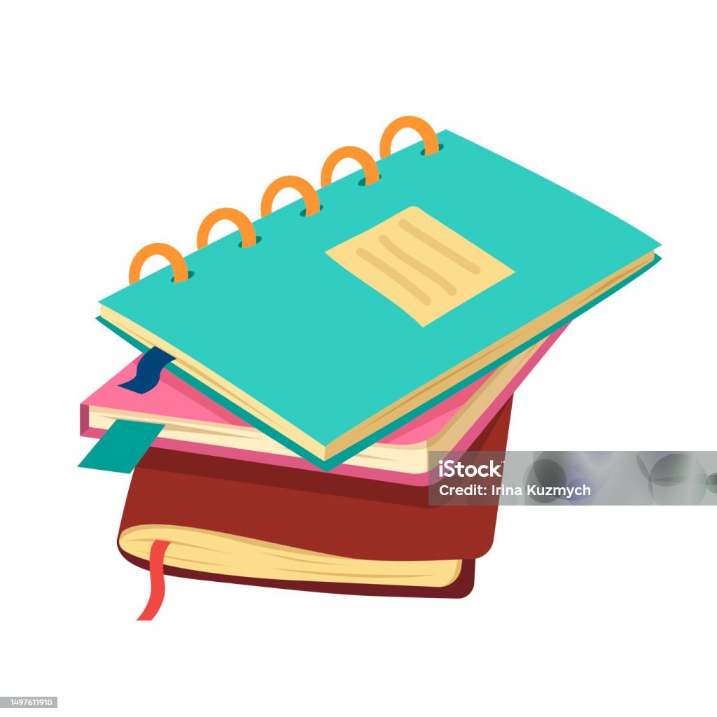Cartoon Notebook Stack Vector Isolated Illustration Of A Stack Of Notebooks On A White ...