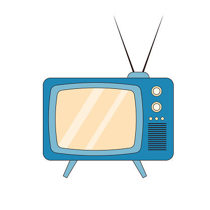 Retro classic tv with antenna. Vintage old television. Linear color vector illustration.