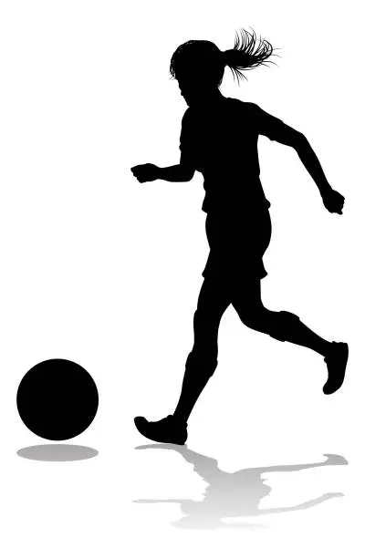 Vector illustration of Female Soccer Football Player Woman Silhouette