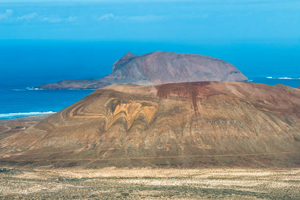 La Graciosa Volcano View In Lanzarote, Spain stock photo