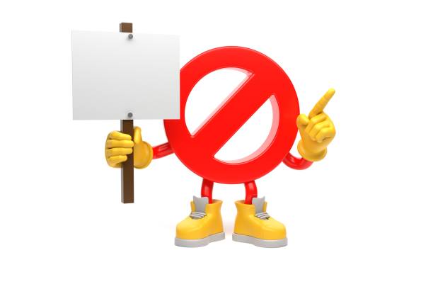 istock Ban symbol character with a blank protest placard 1497615552