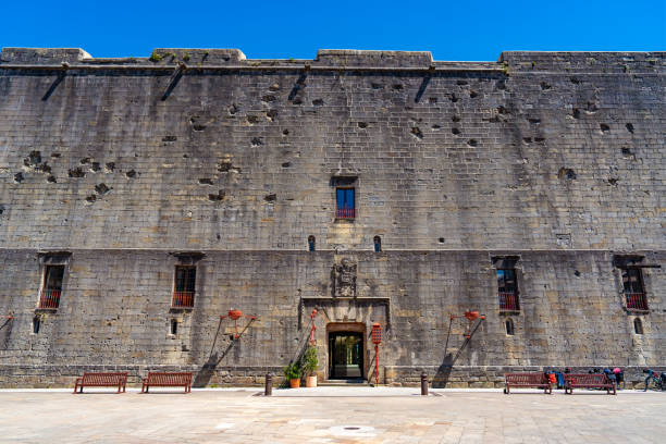 Castillo de Carlos V castle in Fuenterrabia Hondarribia in Gipuzkoa, Guipuzcoa at Basque Country of Spain, Euskadi. Today is a Parador hotel, built in year 1200 used as a fort in 1794 by French troops, restored in 1968.