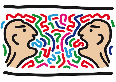 Heated debate between two people, vector illustration