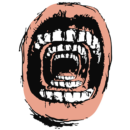 Wide open mouth screaming, vector drawing