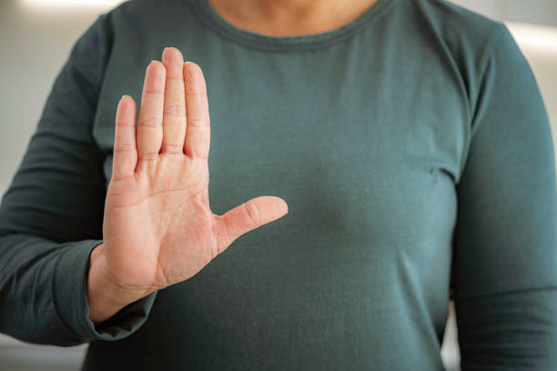 Woman hands in shield of shambala mudra. Symbolic or ritual gesture in Hinduism and Buddhism