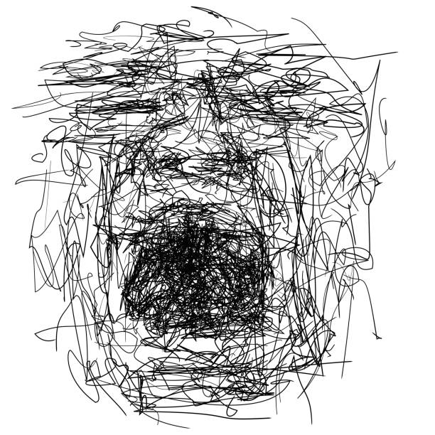 istock Drawing sketch of expressive face of person screaming loud 1497618312