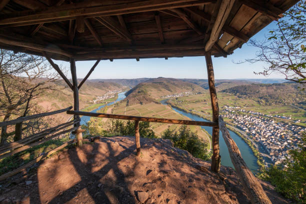 Viewpoint at Calmont hiking trail looking to Moselle loop (germ. Moselschleife), Germany