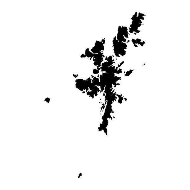 mapa wysp szetlandzkich, obszar rady szkocji. ilustracja wektorowa. - shetland islands stock illustrations