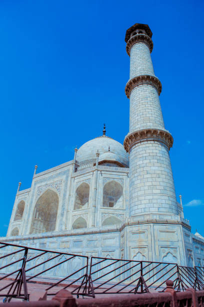 View to the Taj Mahal Complex Buildings stock photo
