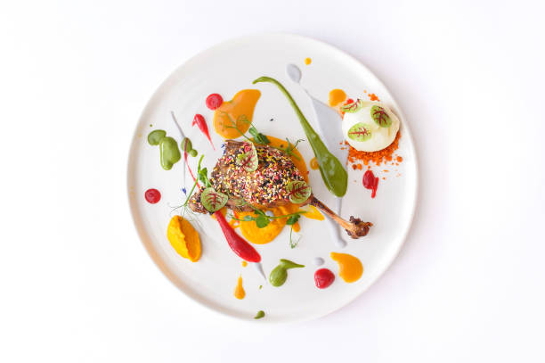 istock Duck leg confi with pineapple ice cream isolated 1497632660